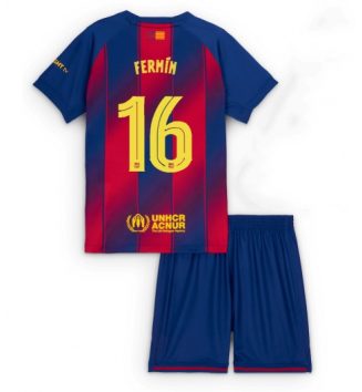 Barcelona Fermin Lopez #16 Thuis tenue Kinder 2025-26 Korte Mouw (+ Korte broeken)