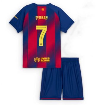 Barcelona Ferran Torres #7 Thuis tenue Kinder 2025-26 Korte Mouw (+ Korte broeken)