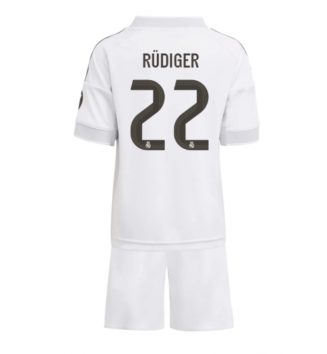 Real Madrid Antonio Rudiger #22 Thuis tenue Kinder 2025-26 Korte Mouw (+ Korte broeken)