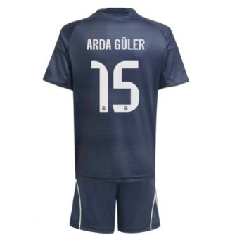 Real Madrid Arda Guler #15 Uit tenue Kinder 2025-26 Korte Mouw (+ Korte broeken)