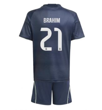 Real Madrid Brahim Diaz #21 Uit tenue Kinder 2025-26 Korte Mouw (+ Korte broeken)