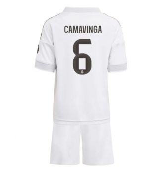 Real Madrid Eduardo Camavinga #6 Thuis tenue Kinder 2025-26 Korte Mouw (+ Korte broeken)