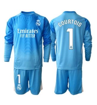 Real Madrid Thibaut Courtois #1 Keeper Thuis tenue Kinder 2025-26 Lange Mouwen (+ broek)