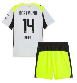 Borussia Dortmund Maximilian Beier #14 Uit tenue Kinder 2025-26 Korte Mouw (+ Korte broeken)