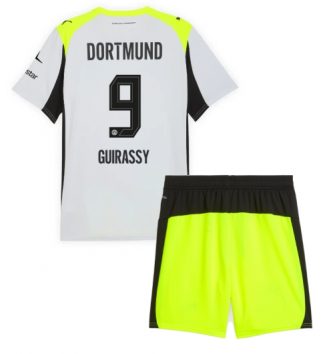 Borussia Dortmund Serhou Guirassy #9 Uit tenue Kinder 2025-26 Korte Mouw (+ Korte broeken)