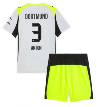 Borussia Dortmund Waldemar Anton #3 Uit tenue Kinder 2025-26 Korte Mouw (+ Korte broeken)