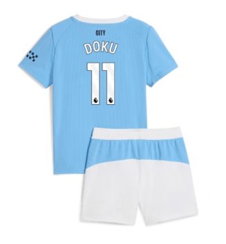 Manchester City Jeremy Doku #11 Thuis tenue Kinder 2025-26 Korte Mouw (+ Korte broeken)