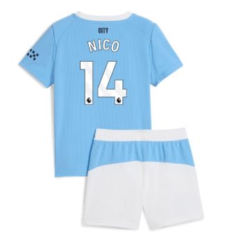 Manchester City Nico Gonzalez #14 Thuis tenue Kinder 2025-26 Korte Mouw (+ Korte broeken)