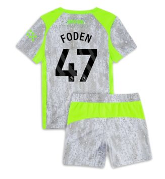 Manchester City Phil Foden #47 Derde tenue Kinder 2025-26 Korte Mouw (+ Korte broeken)