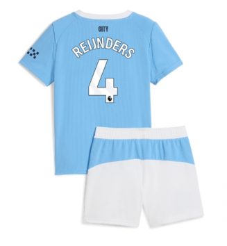 Manchester City Tijjani Reijnders #4 Thuis tenue Kinder 2025-26 Korte Mouw (+ Korte broeken)