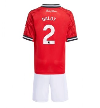 Manchester United Diogo Dalot #2 Thuis tenue Kinder 2025-26 Korte Mouw (+ Korte broeken)
