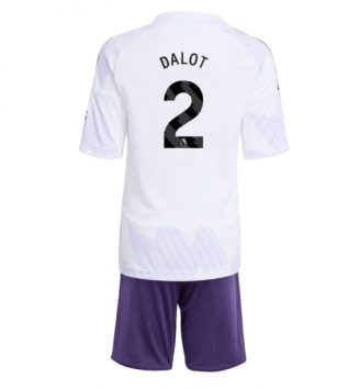 Manchester United Diogo Dalot #2 Uit tenue Kinder 2025-26 Korte Mouw (+ Korte broeken)