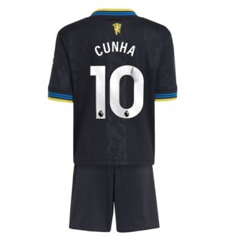 Manchester United Matheus Cunha #10 Derde tenue Kinder 2025-26 Korte Mouw (+ Korte broeken)