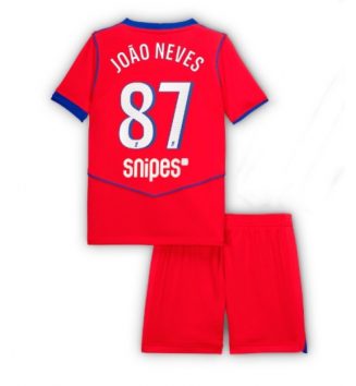 Paris Saint-Germain Joao Neves #87 Derde tenue Kinder 2025-26 Korte Mouw (+ Korte broeken)