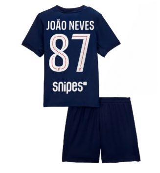 Paris Saint-Germain Joao Neves #87 Thuis tenue Kinder 2025-26 Korte Mouw (+ Korte broeken)