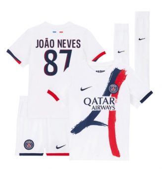 Paris Saint-Germain Joao Neves #87 Uit tenue Kinder 2025-26 Korte Mouw (+ Korte broeken)
