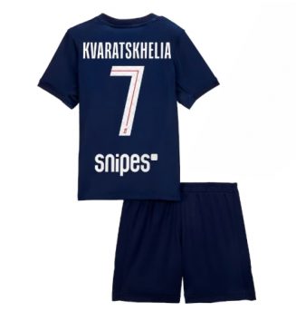 Paris Saint-Germain Khvicha Kvaratskhelia #7 Thuis tenue Kinder 2025-26 Korte Mouw (+ Korte broeken)