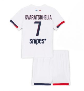 Paris Saint-Germain Khvicha Kvaratskhelia #7 Uit tenue Kinder 2025-26 Korte Mouw (+ Korte broeken)