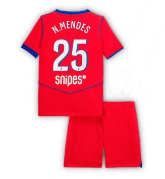 Paris Saint-Germain Nuno Mendes #25 Derde tenue Kinder 2025-26 Korte Mouw (+ Korte broeken)