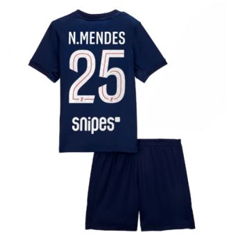 Paris Saint-Germain Nuno Mendes #25 Thuis tenue Kinder 2025-26 Korte Mouw (+ Korte broeken)