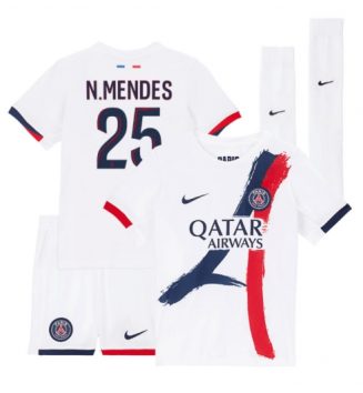 Paris Saint-Germain Nuno Mendes #25 Uit tenue Kinder 2025-26 Korte Mouw (+ Korte broeken)
