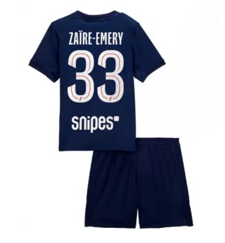 Paris Saint-Germain Warren Zaire-Emery #33 Thuis tenue Kinder 2025-26 Korte Mouw (+ Korte broeken)