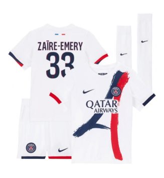 Paris Saint-Germain Warren Zaire-Emery #33 Uit tenue Kinder 2025-26 Korte Mouw (+ Korte broeken)