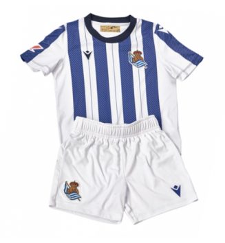 Real Sociedad Thuis tenue Kinder 2025-26 Korte Mouw (+ Korte broeken)