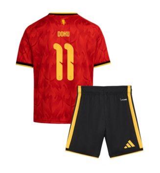 België Jeremy Doku #11 Thuis tenue Kinder WK 2026 Korte Mouw (+ Korte broeken)