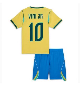 Brazilië Vinicius Junior #10 Thuis tenue Kinder WK 2026 Korte Mouw (+ Korte broeken)