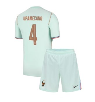 Frankrijk Dayot Upamecano #4 Uit tenue Kinder WK 2026 Korte Mouw (+ Korte broeken)