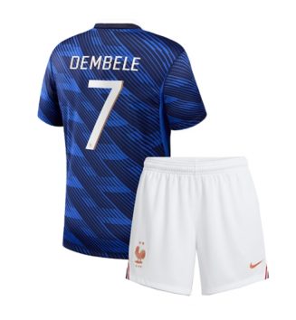 Frankrijk Ousmane Dembele #7 Thuis tenue Kinder WK 2026 Korte Mouw (+ Korte broeken)
