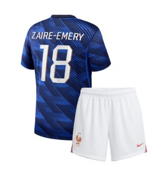 Frankrijk Warren Zaire-Emery #18 Thuis tenue Kinder WK 2026 Korte Mouw (+ Korte broeken)