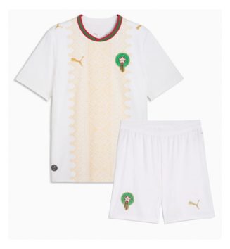 Marokko Uit tenue Kinder WK 2026 Korte Mouw (+ Korte broeken) Marokko Uit tenue Kinder WK 2026 Korte Mouw (+ Korte broeken)