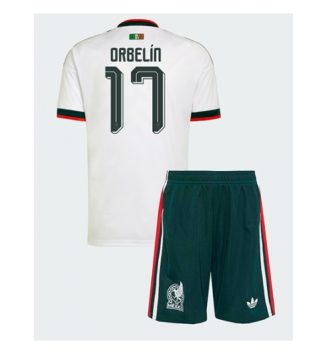 Mexico Orbelin Pineda #17 Uit tenue Kinder WK 2026 Korte Mouw (+ Korte broeken)