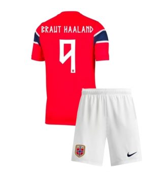 Noorwegen Erling Haaland #9 Thuis tenue Kinder WK 2026 Korte Mouw (+ Korte broeken)