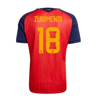 Spanje Martin Zubimendi #18 Thuis tenue WK 2026 voetbalshirts heren Spanje Martin Zubimendi #18 Thuis tenue WK 2026 voetbalshirts heren