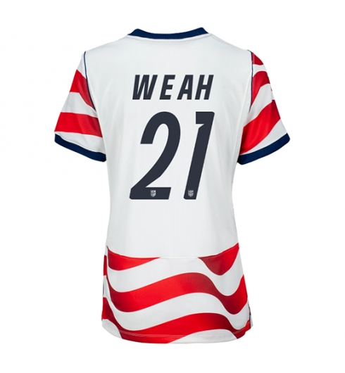 Verenigde Staten WK 2026 Timothy Weah #21 Thuis tenue Dames Korte Mouw Kopen Verenigde Staten WK 2026 Timothy Weah #21 Thuis tenue Dames Korte Mouw Kopen