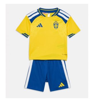 Zweden Thuis tenue Kinder WK 2026 Korte Mouw (+ Korte broeken)