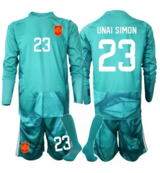 Spanje Unai Simon #23 Keeper Uit tenue Kinder WK 2026 Lange Mouwen (+ broek)